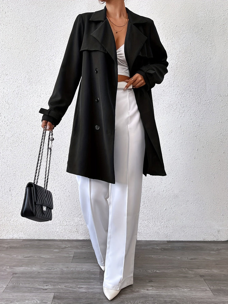 Women's double-breasted trench coat fashion casual windbreaker