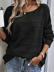 Women's cute long sleeve off-shoulder crochet pullover sweater
