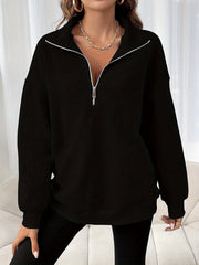 Casual women's sweater with half closure zipper