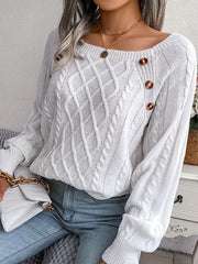 Women's plus size loose knit pullover sweater solid color