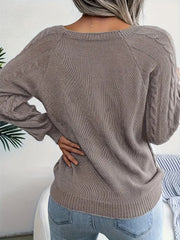 Women's plus size loose knit pullover sweater solid color