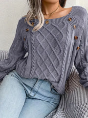 Women's plus size loose knit pullover sweater solid color