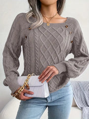 Women's plus size loose knit pullover sweater solid color