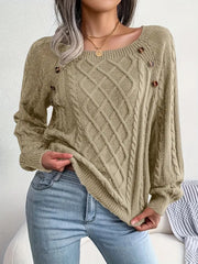 Women's plus size loose knit pullover sweater solid color