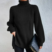 Black urban turtleneck pullover for women