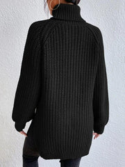 Black urban turtleneck pullover for women