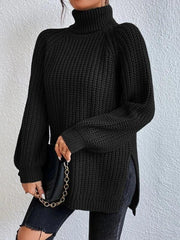 Black urban turtleneck pullover for women