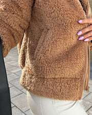 Women's hooded fluffly fleece coat