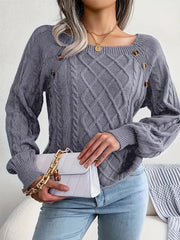 Women's plus size loose knit pullover sweater solid color