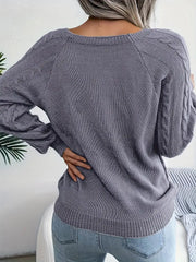 Women's plus size loose knit pullover sweater solid color