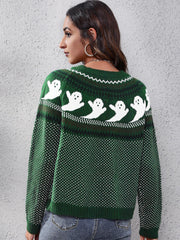 Women's halloween ghost polka dot long-sleeve loose knit sweater