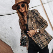 Women's double-breasted plaid blazer