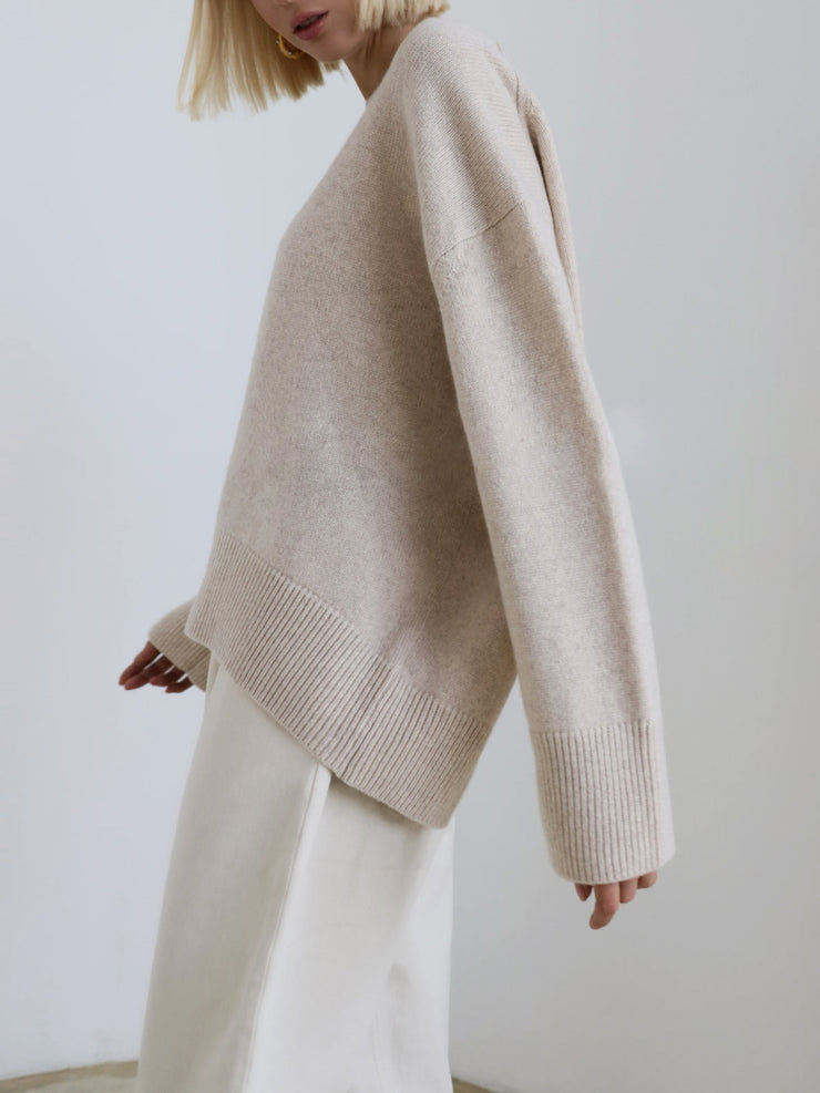 Women's round neck oversized pullover sweater