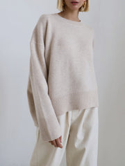 Women's round neck oversized pullover sweater