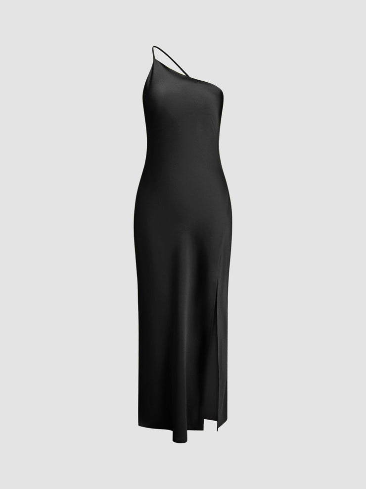 Women's open back satin slit long dress