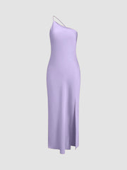 Women's open back satin slit long dress