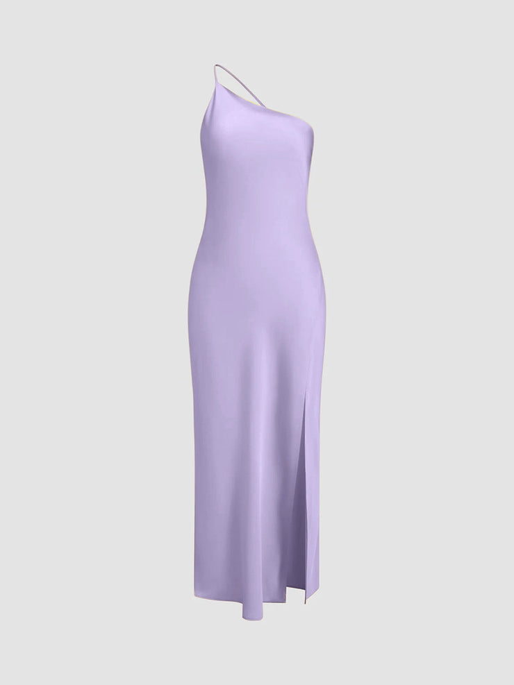 Women's open back satin slit long dress