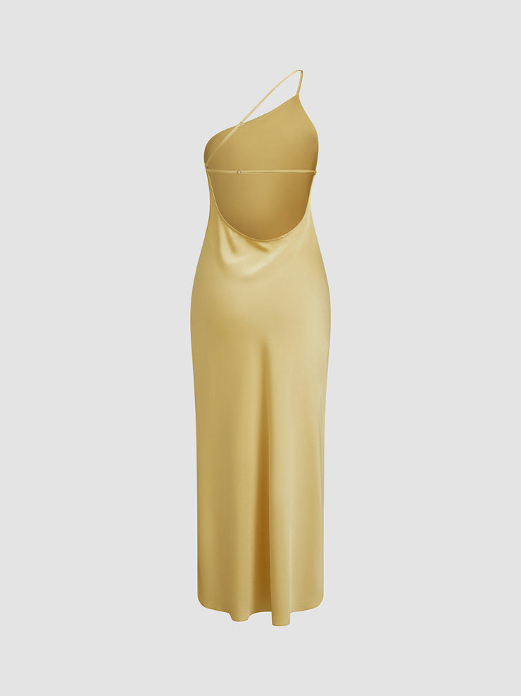 Women's open back satin slit long dress
