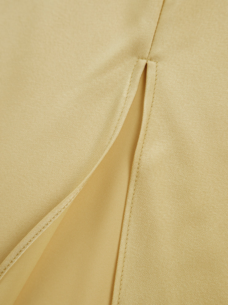 Women's open back satin slit long dress