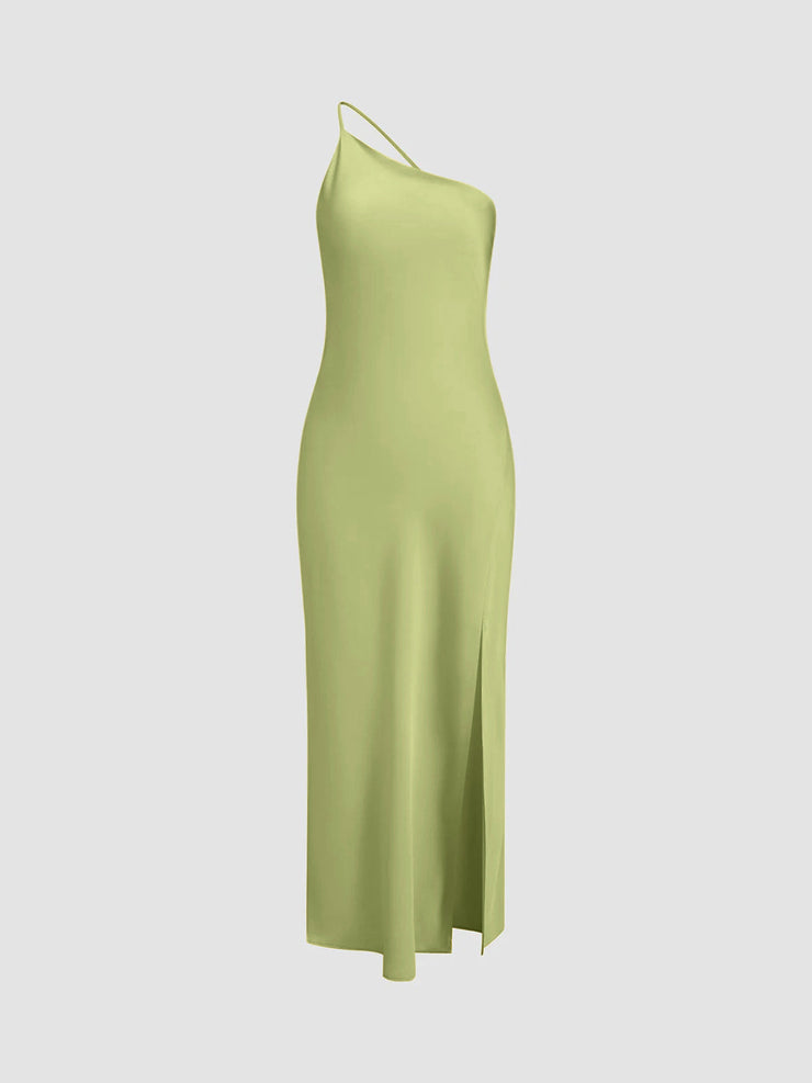 Women's open back satin slit long dress