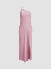 Women's open back satin slit long dress