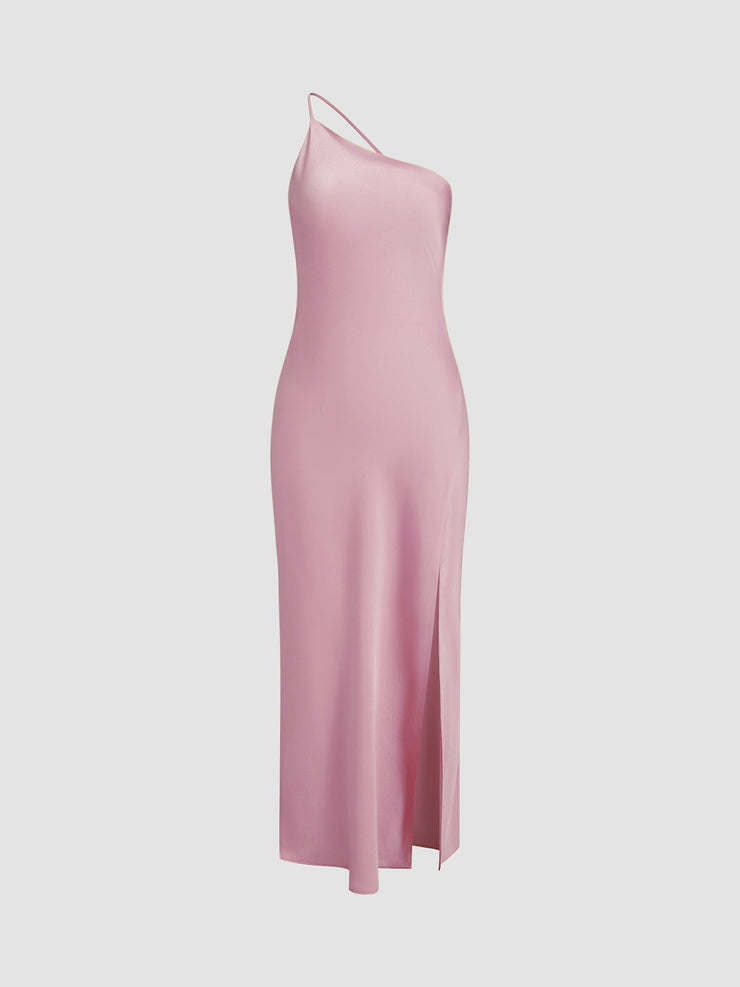 Women's open back satin slit long dress