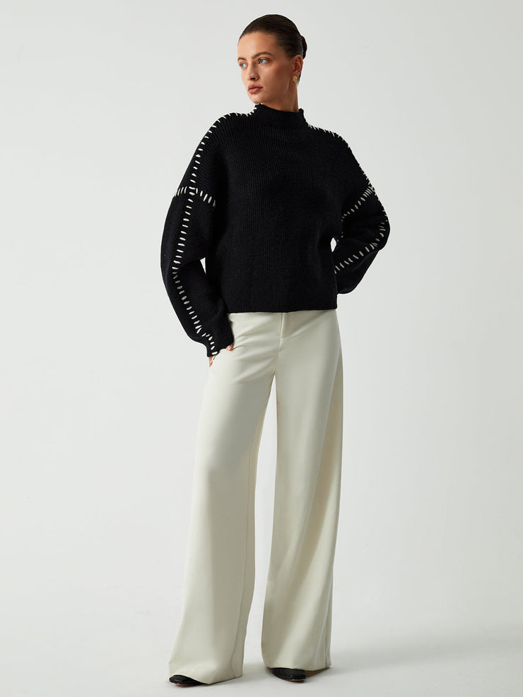 Women's oversized mock neck sweater