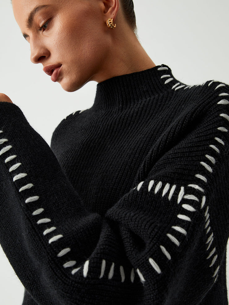 Women's oversized mock neck sweater