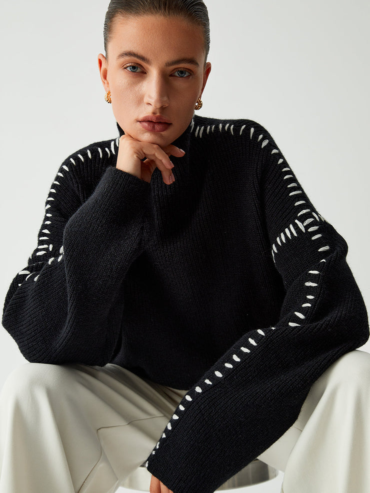 Women's oversized mock neck sweater