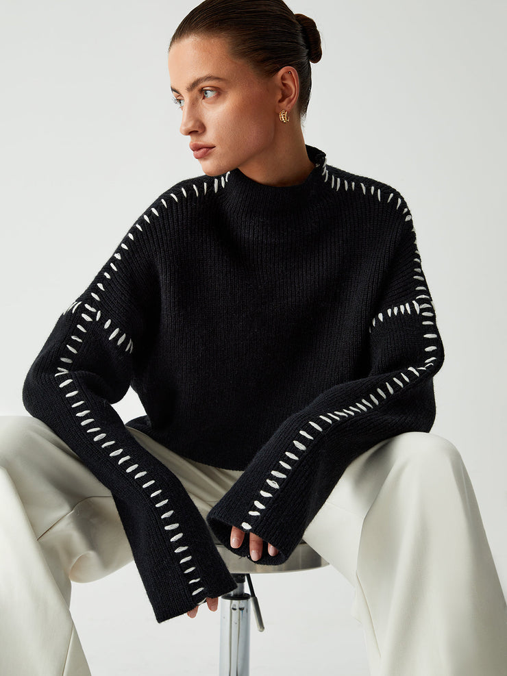 Women's oversized mock neck sweater