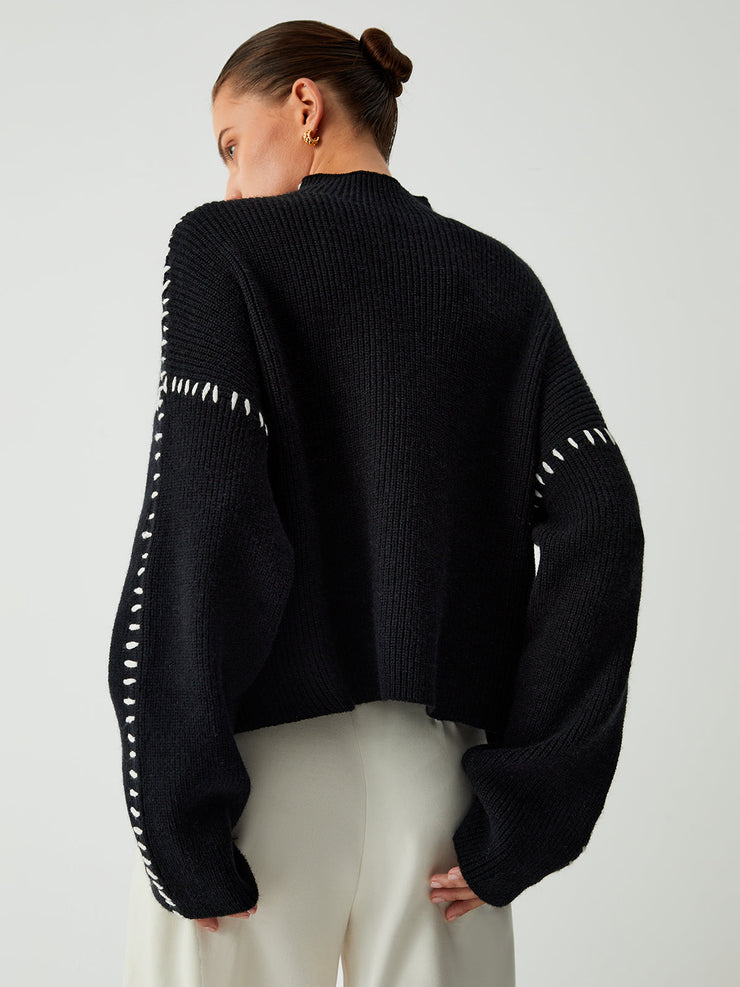 Women's oversized mock neck sweater