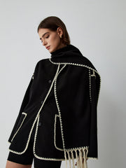 Women's contrast trim jacket with matching scarf