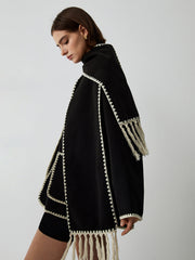 Women's contrast trim jacket with matching scarf