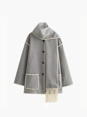 Women's contrast trim jacket with matching scarf