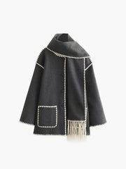 Women's contrast trim jacket with matching scarf