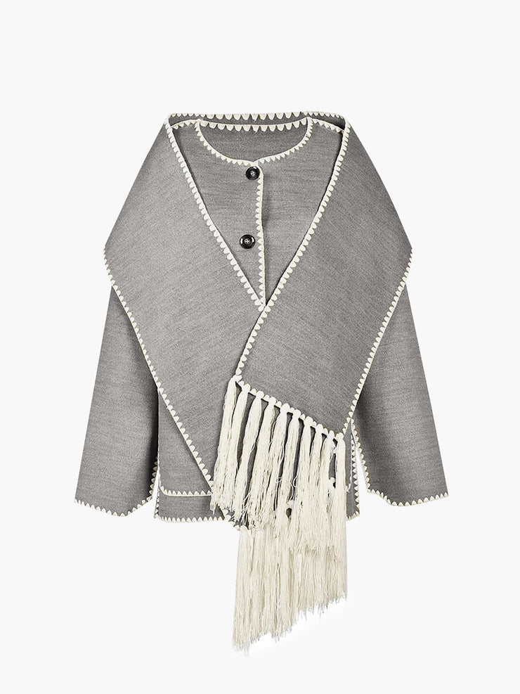 Women's contrast trim jacket with matching scarf