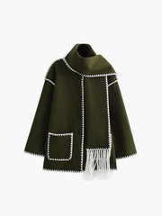 Women's contrast trim jacket with matching scarf