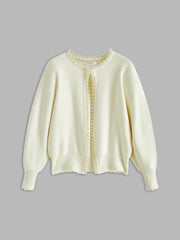 Women's trimmed ripped hem cardigan