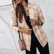 Women's double-breasted plaid blazer
