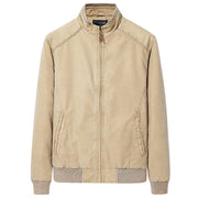 Men's slim fit washed retro casual jacket with stand collar
