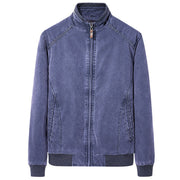 Men's slim fit washed retro casual jacket with stand collar