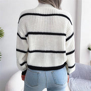 Women's contrast color half turtleneck knitted pullover sweater