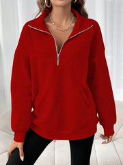 Casual women's sweater with half closure zipper