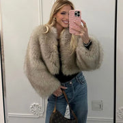 Casual faux fur jacket for women