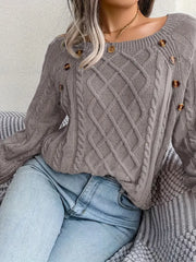 Women's plus size loose knit pullover sweater solid color