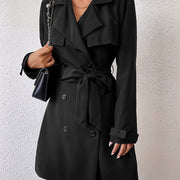 Women's double-breasted trench coat fashion casual windbreaker