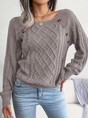 Women's plus size loose knit pullover sweater solid color