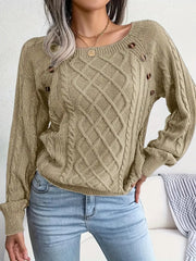Women's plus size loose knit pullover sweater solid color