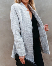 Women's autumn winter thickened tweed jacket with notched neckline and pockets