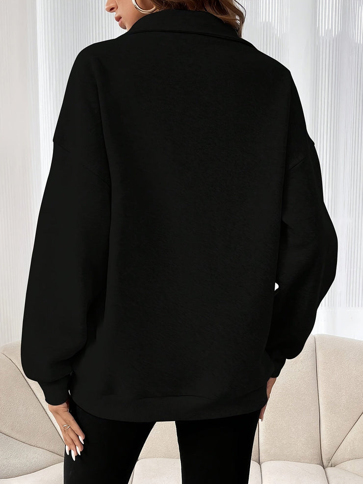 Casual women's sweater with half closure zipper